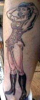 Chuck's Bettie tattoo on his leg!